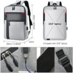 STY 15.6″ Men Bags Backpack Oxford Cloth Bag Red Dot Rucksack – Grey