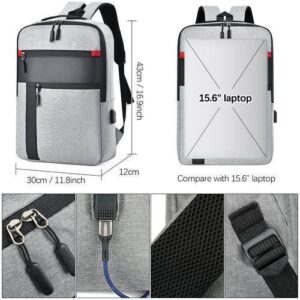 STY 15.6" Men Bags Backpack Oxford Cloth Bag Red Dot Rucksack - Grey